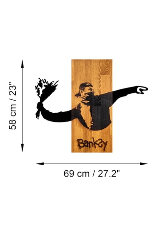 Adorno mural de madera «Lanzador de flores» - Banksy
