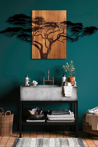 Adorno mural - 144 x 70 cm - Natural y negro