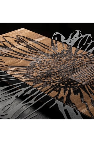 Adorno mural de madera Daisy - 56 x 58 x 0,12 cm - Negro y natural