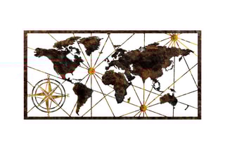 Décoration murale World Map - 120 x 60 cm - Marron