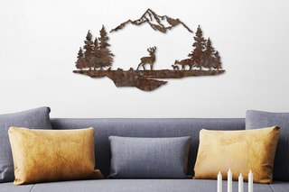 Adorno mural Rusty Landscape 1 - Latón antiguo - 38 x 70 cm - 38 x 70 cm