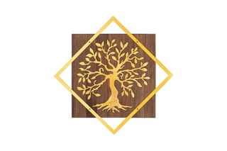 Adorno mural - Natural y dorado