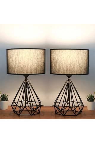 2 lámparas de sobremesa AYD-2974 - Negro - 60 W