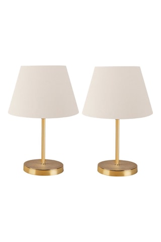 2 lámparas de sobremesa Ayd - Beige y dorado - 60 W