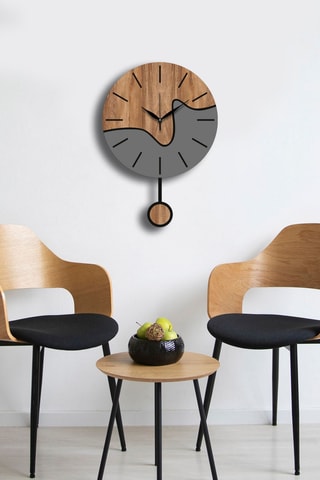 Horloge murale - 34 cm - Naturel et gris