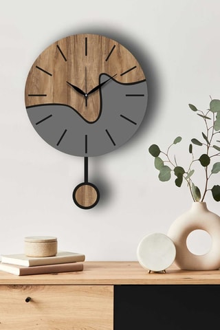 Horloge murale - 34 cm - Naturel et gris