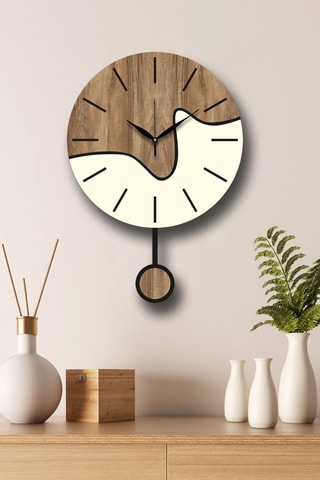 Horloge murale - 39 cm - Naturel et blanc