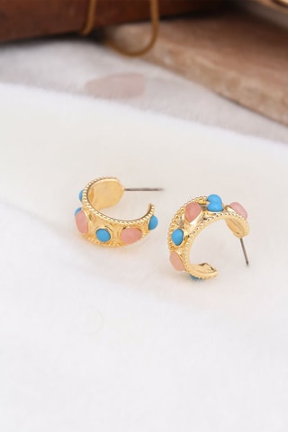 Halve Creolen - Turkooizen en Kwarts 