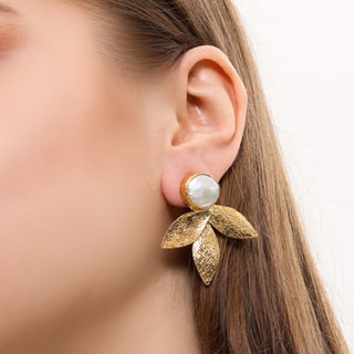 Oorbellen - Messing Doublé Goud & Parels