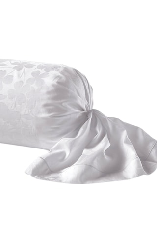 Taie de traversin Petites fleurs en satin de coton - 120 fils /m² - Blanc - 43 x 210 cm