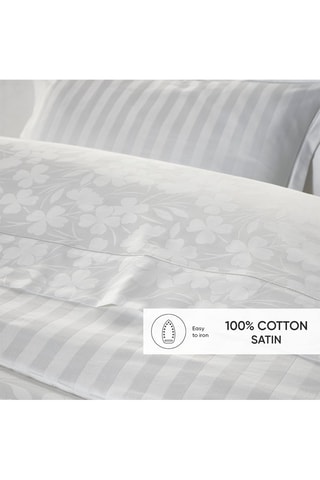 Taie de traversin Petites fleurs en satin de coton - 120 fils /m² - Blanc - 43 x 210 cm