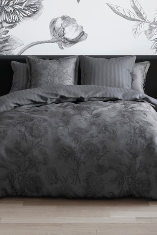 Federa cuscino alla francese in raso di cotone 80 fili/cm² flore - Nero e grigio