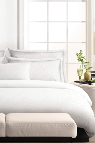 Taie de traversin en satin de coton 160 fils/cm² Fleur royale - Blanc