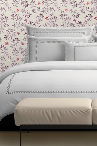 Taie de traversin en satin de coton 80 fils/cm² - Blanc et gris