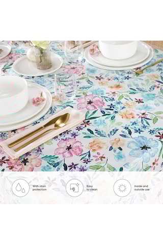 Nappe Rêverie florale - Blanc et bleu