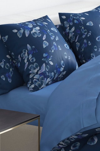 Lenzuolo sotto in raso di cotone 200 fili/cm² Aurore - Blu