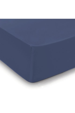 Drap-housse en satin de coton 200 fils/cm² Lace - Bleu marine