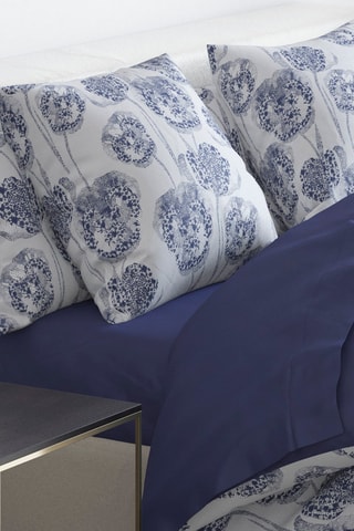 Drap-housse en satin de coton 200 fils/cm² Lace - Bleu marine