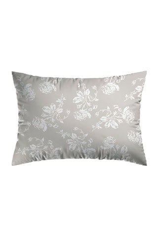 2 taies d'oreiller en satin de coton 200 fils/cm² Roses - Taupe et blanc
