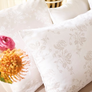 2 taies d'oreiller en satin de coton 200 fils/cm² Roses - Taupe et blanc