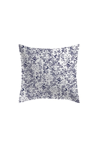 2 taies d'oreiller en satin de coton 200 fils/cm² Birds - Bleu marine et blanc