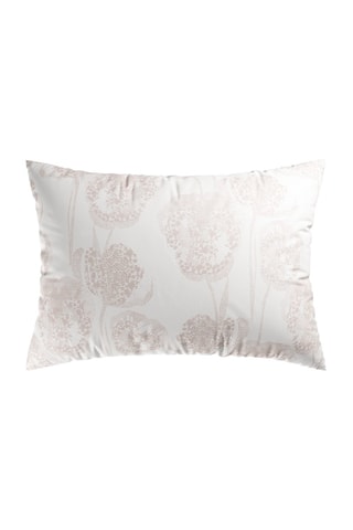 2 taies d'oreiller en satin de coton 200 fils/cm² Lace - Taupe et blanc