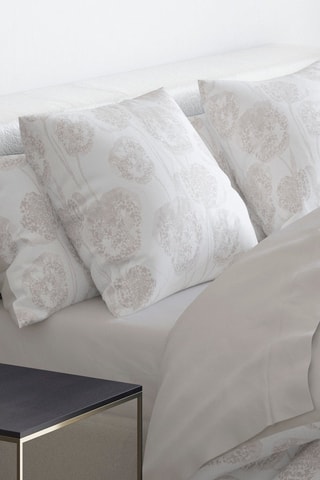 2 taies d'oreiller en satin de coton 200 fils/cm² Lace - Taupe et blanc