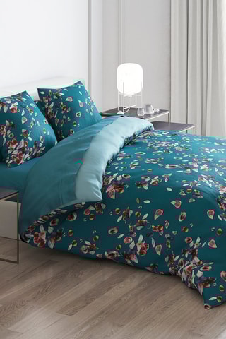 2 taies d'oreiller en satin de coton 200 fils/cm² Aurore - Vert