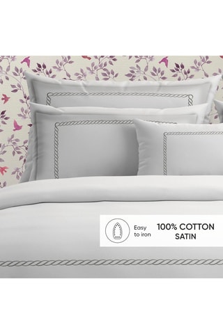 2 taies d'oreiller en satin de coton 80 fils/cm² Perle enchantée - Gris