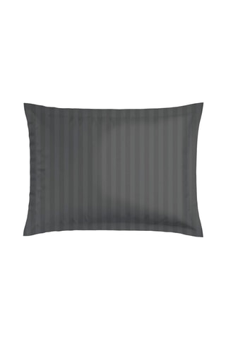 2 federe in raso di cotone 200 fili/cm² Flore - Nero e antracite