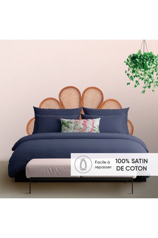 2 federe in raso di cotone 80 fili/cm² - Blu