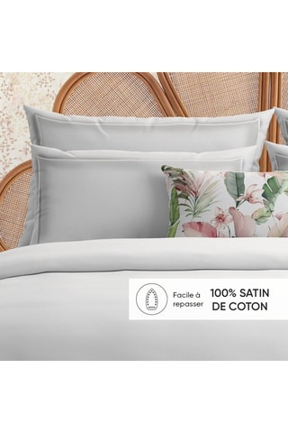 2 taies d'oreiller en satin de coton 80 fils/cm² - Blanc