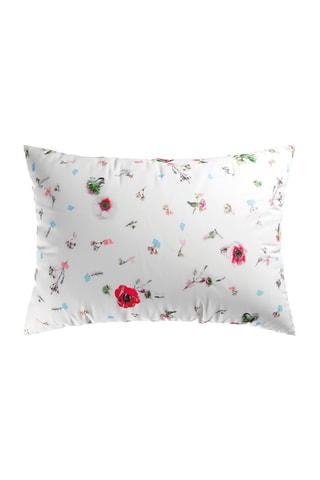 2 federe in raso di cotone 200 fili/cm² Esquisse Floral - Bianco e lampone