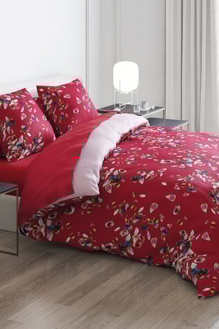 2 federe in raso di cotone 200 fili/cm² Aurore - Rosso e rosa