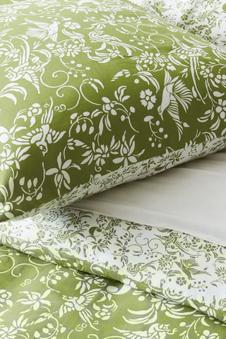 Parure de couette en satin de coton 80 fils/cm² Birds - Olive