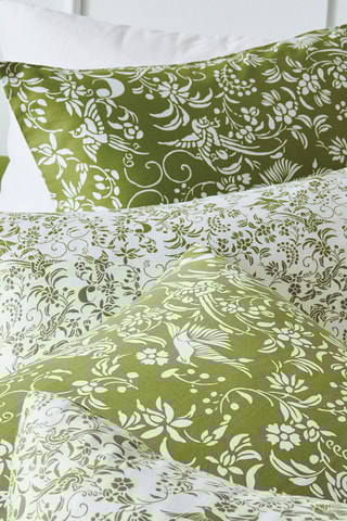 Parure de couette en satin de coton 80 fils/cm² Birds - Olive