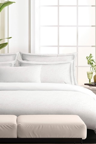 Parure de couette en satin de coton 160 fils/cm² Fleur royale - Blanc