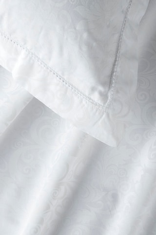 Parure de couette en satin de coton 160 fils/cm² Fleur royale - Blanc
