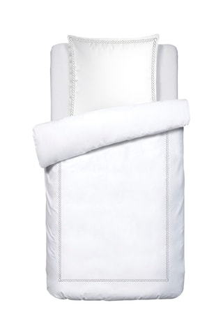 Parure de couette en satin de coton 160 fils/cm² Fleur royale - Blanc