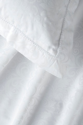 Parure de couette en satin de coton 160 fils/cm² Fleur royale - Blanc
