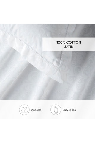 Parure de couette en satin de coton 160 fils/cm² Fleur royale - Blanc