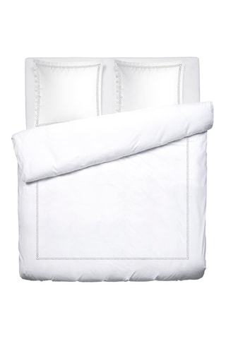 Parure de couette en satin de coton 80 fils/cm² Perle enchantée - Blanc et gris