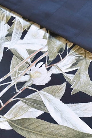 Parure de couette en satin de coton 200 fils/cm² Bouquet de nuit - Bleu foncé