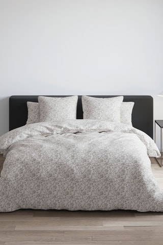 Parure de couette en satin de coton 200 fils/cm² Floraison de Roses - Taupe