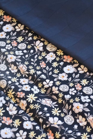 Parure de couette en satin de coton 200 fils/cm² Meadow - Bleu foncé