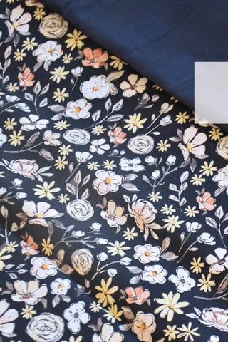 Parure de couette en satin de coton 200 fils/cm² Meadow - Bleu foncé