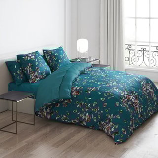 Parure de couette en satin de coton 200 fils/cm² Aurore - Vert et vert foncé