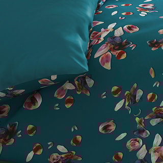 Parure de couette en satin de coton 200 fils/cm² Aurore - Vert et vert foncé