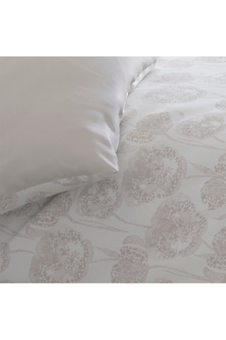 Parure de couette en satin de coton 200 fils/cm² Lace - Taupe et blanc