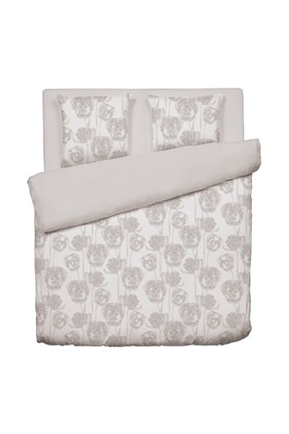 Parure de couette en satin de coton 200 fils/cm² Lace - Taupe et blanc